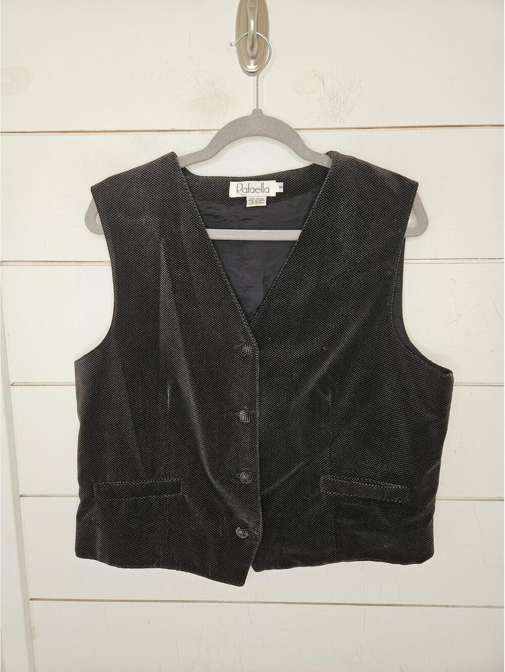 Rafaella size 14 dark grey & black velvet vest.